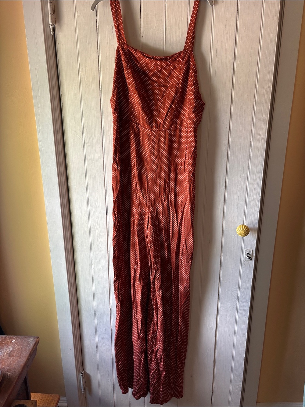 Forever 21 Rust Red Polka Dot Wide-Leg Jumpsuit